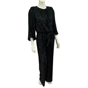 New Vince Camuto Black Sequined Wide Leg Jumpsuit